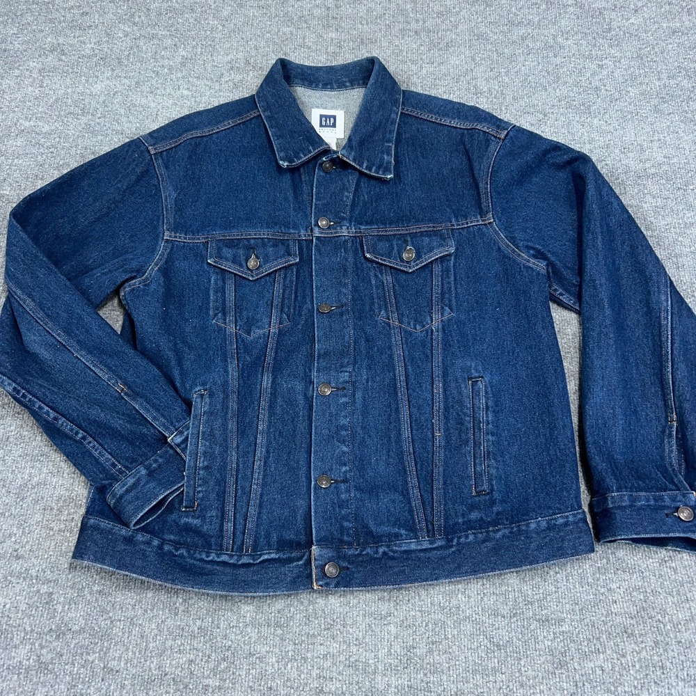 Gap Jacket Mens XL Blue Denim 100% Cotton Trucker Classic‎ Long Sleeve Pockets